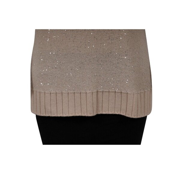 Neiman Marcus Cashmere Collection Womens Sequin Turtleneck Vest Large Beige - Picture 4 of 10